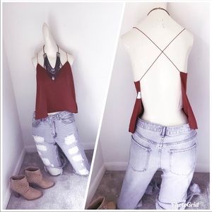 Open Back Maroon Tobi Shirt